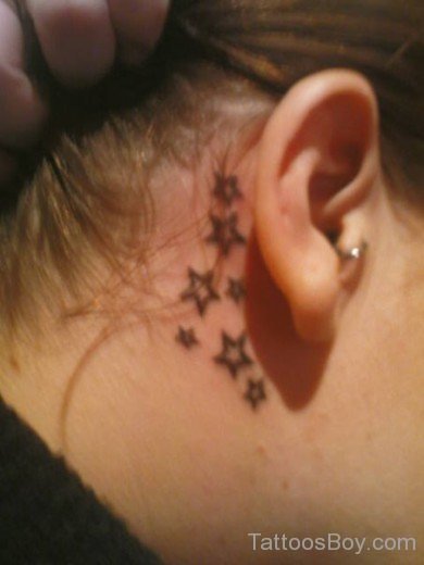 Funky Star Tattoo On Ear