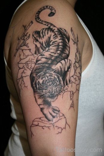 Gorgeous Tiger Tattoo On Shoulder