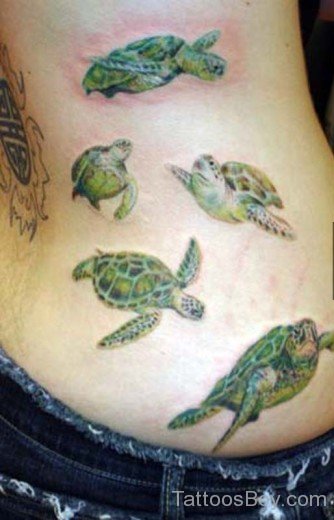 Stylish Turtle Tattoo On Rib