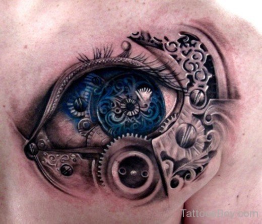 Stylish Eye Tattoo On Chest