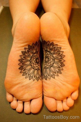 Sunflower Tattoo On Feet