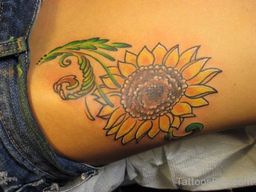 Sunflower Tattoo On Lower Back