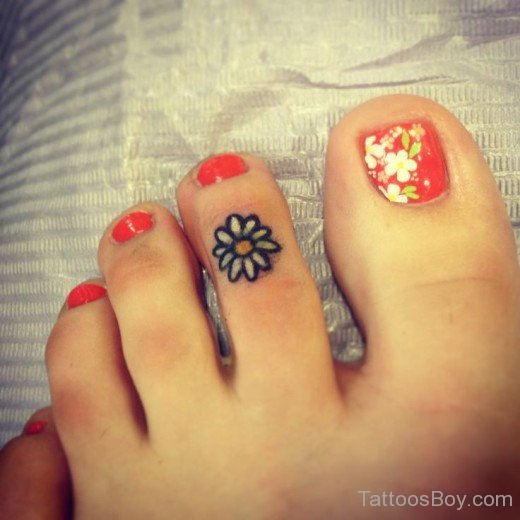 Sweet Flower Tattoo On Toe