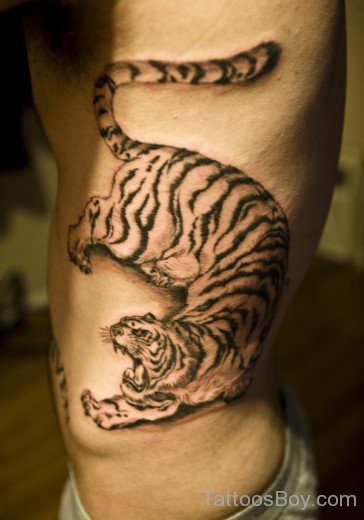 Awesome Tiger Tattoo On Rib 