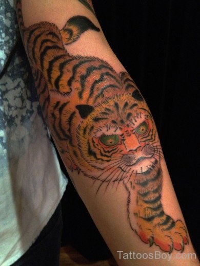 Attractive Tiger Tattoo On Arm