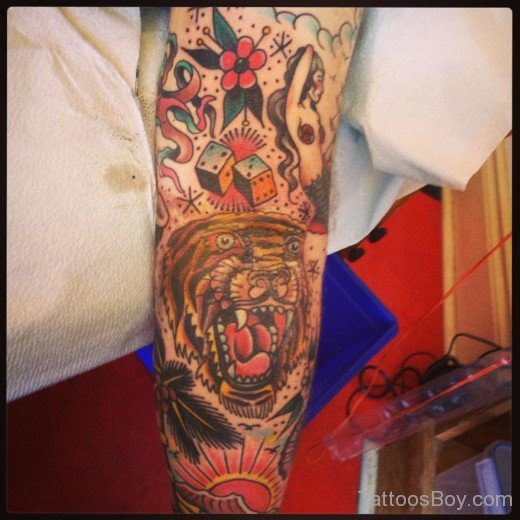 Amazing Tiger Tattoo On Elbow