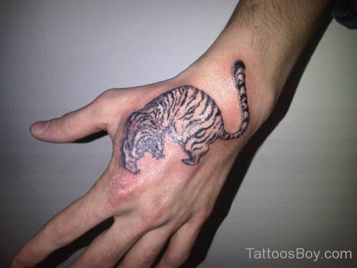 Graceful Tiger Tattoo On Hand
