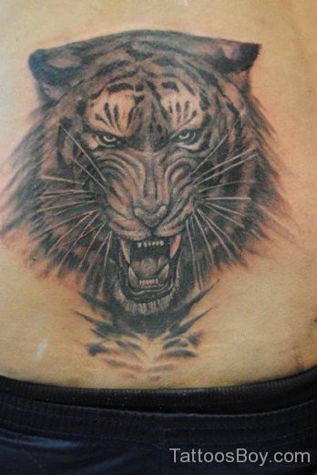 Attractive Tiger Tattoo On Lower Back