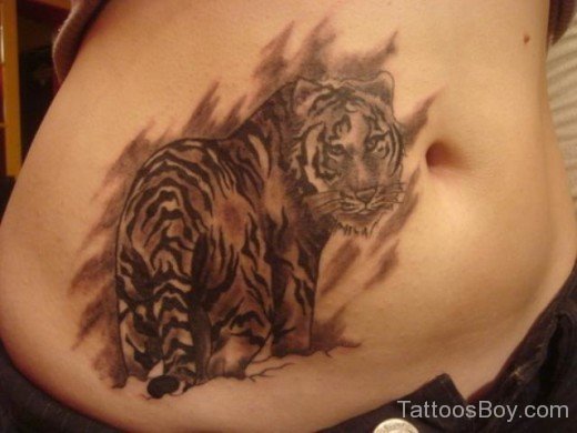 Wonderful Tiger Tattoo On Waist