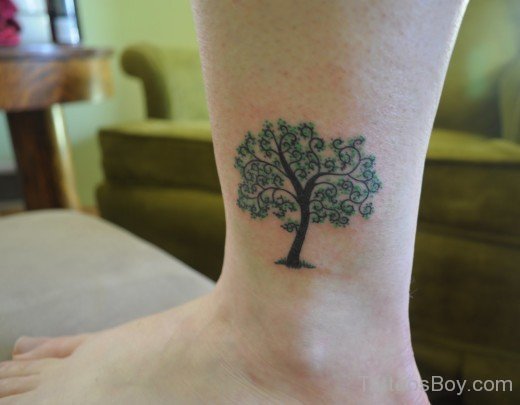 Tree Tattoo On Ankle