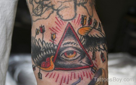 Gloomy  Eye Tattoo On Elbow