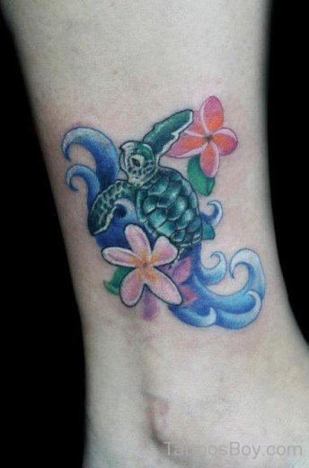 Attractive Turtle Tattoo On Leg