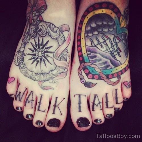 Walk Tall Tattoo On Toe