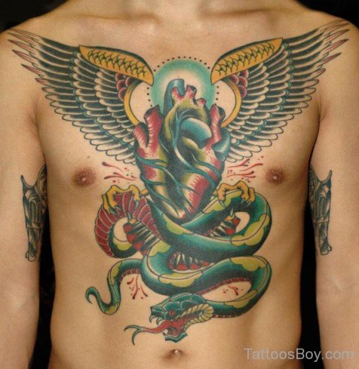 Awful Snake Tattoo On Chest
