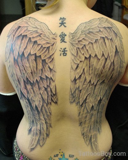 Wings Tattoo On Back 