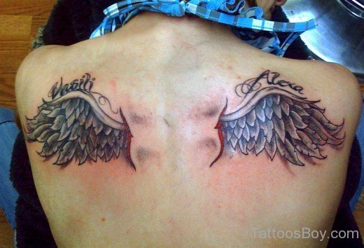 Gorgeous Wings Tattoo On  Back