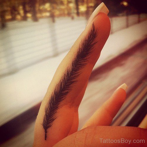 Wonderful Feather Tattoo On Finger