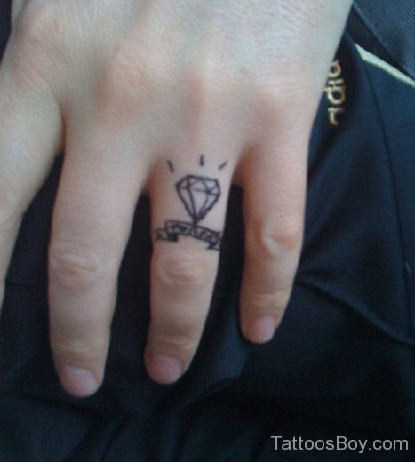 Wonderful Diamond Tattoo On Finger