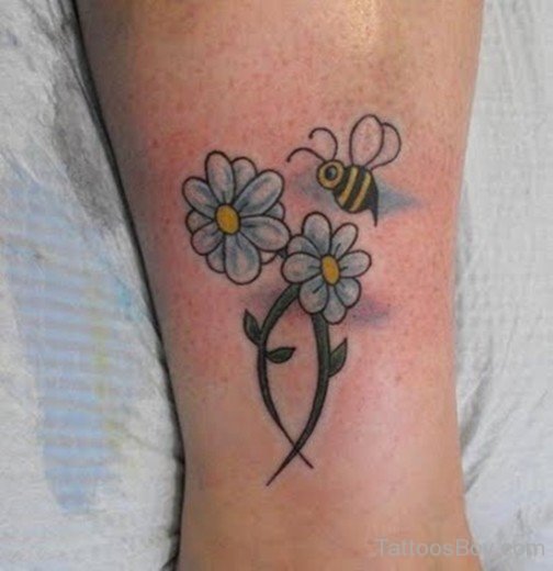 Delightful Flower Tattoo On Ankle