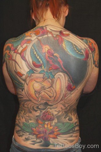 Wonderful Flower Tattoo On Back Body