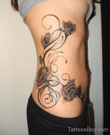 Wonderful Rose Tattoo On Rib