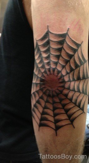 Wonderful Spiderweb Tattoo On Elbow
