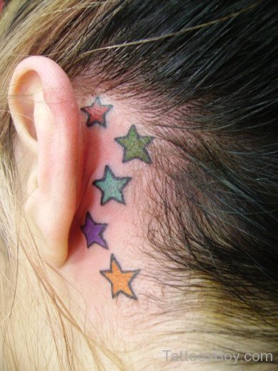 Gloomy Star Tattoo On Ear
