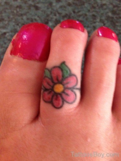 Wonderful Flower  Tattoo On Toe