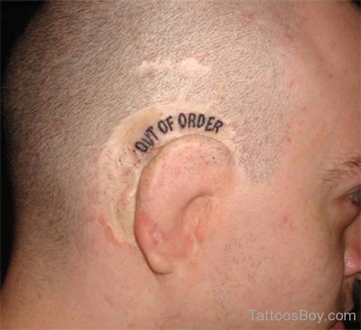 Wonderful Word Tattoo On Ear