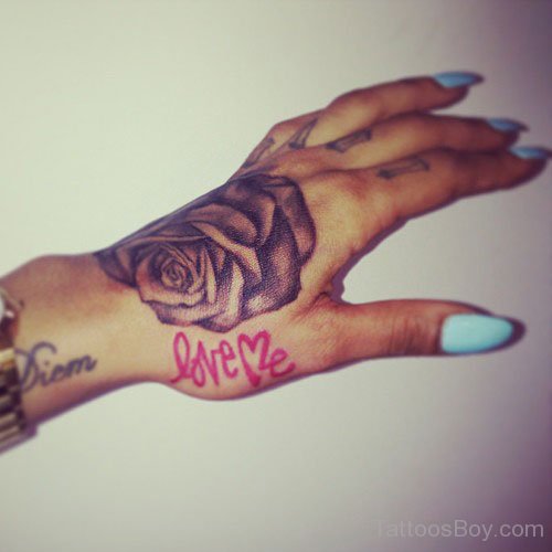 Attractive Rose Tattoo On Hand