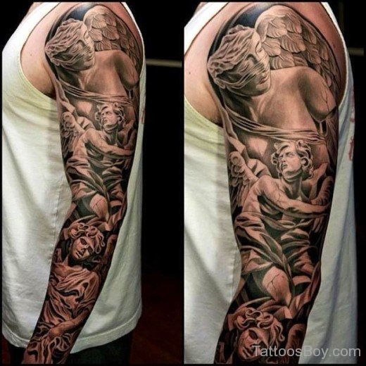 Angel Tattoo On Full Sleeve