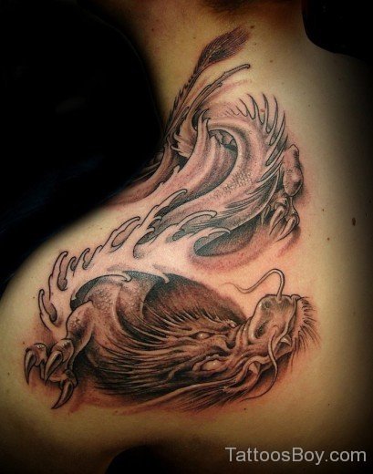 Awesome  Dragon Tattoo On Shoulder