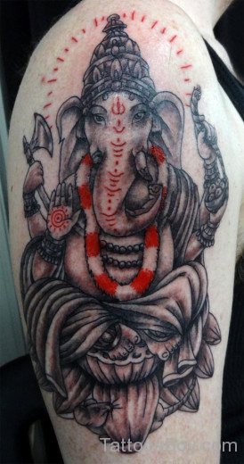  Ganesha Tattoo Design On shoulder