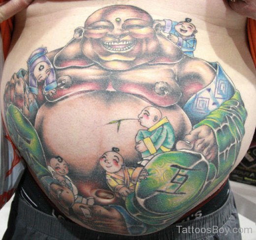 Buddha Tattoo On Stomach