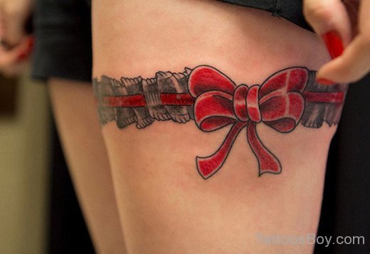 Bow Tattoo On Thigh