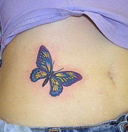 Butterfly Tattoo On Stomach