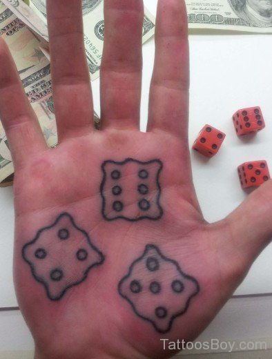  Low Dice Tattoo On Palm