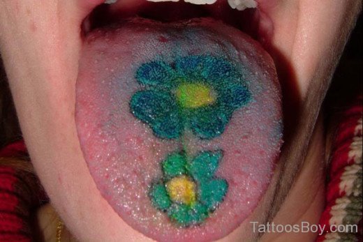 Clover Leaf Tattoo On Tongue