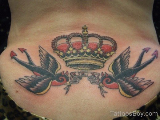 Crown And Birds Tattoo Design