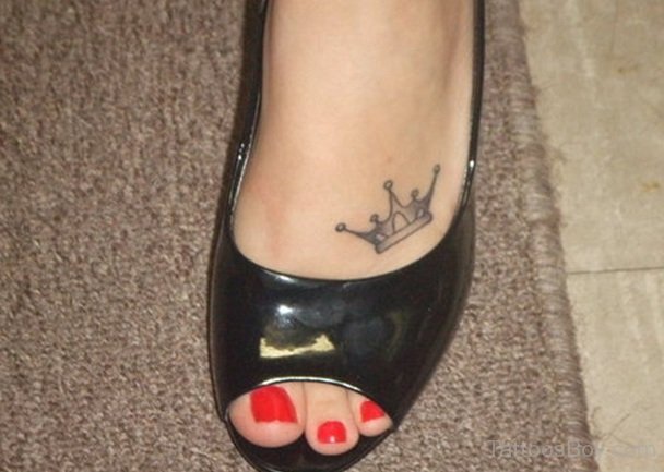Crown and Diamond Tattoo on Foot - wide 7