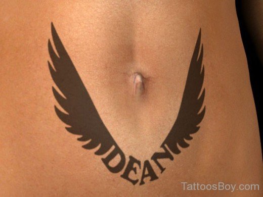 Wing  Tattoo On Belly