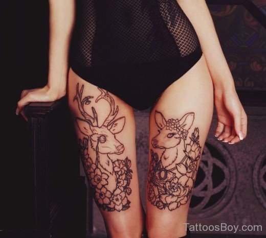 Deer Tattoo  Design On Thigh