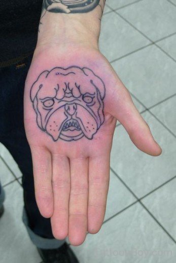 Dog Face Tattoo On Palm