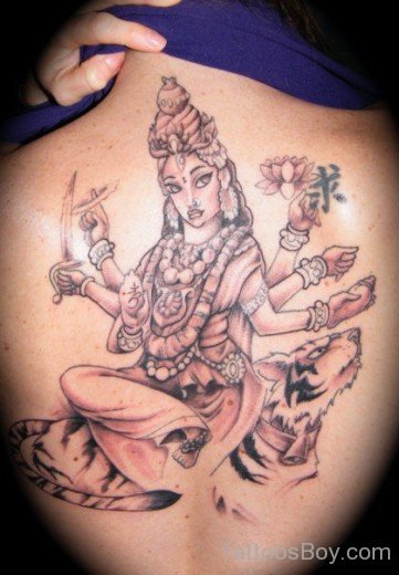 Durga Tattoo On Back Body