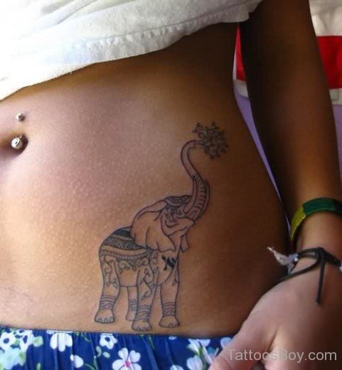 Elephant Tattoo On Waist