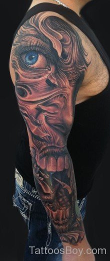 Eye Tattoo On Full Sleeve