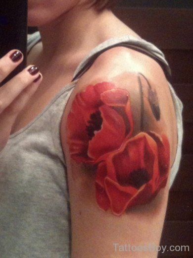  Flower Tattoo On Shoulder