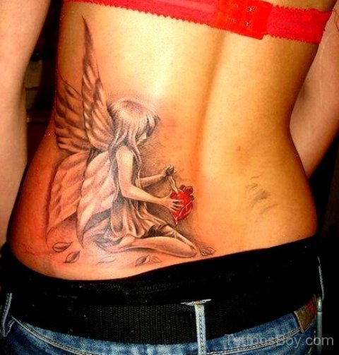Fairy And Heart Tattoo Design