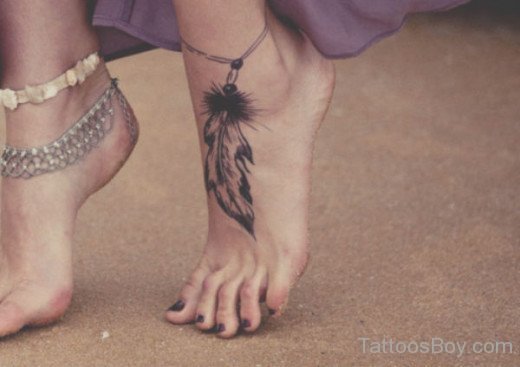Feather Tattoo  On Foot