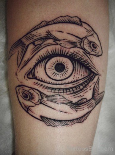 Fish And Eye Tattoo Design